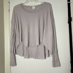 By Together long sleeve oversized ribbed shirt in dusty pink size small